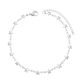 BohoMoon Stainless Steel Stargirl Anklet Silver