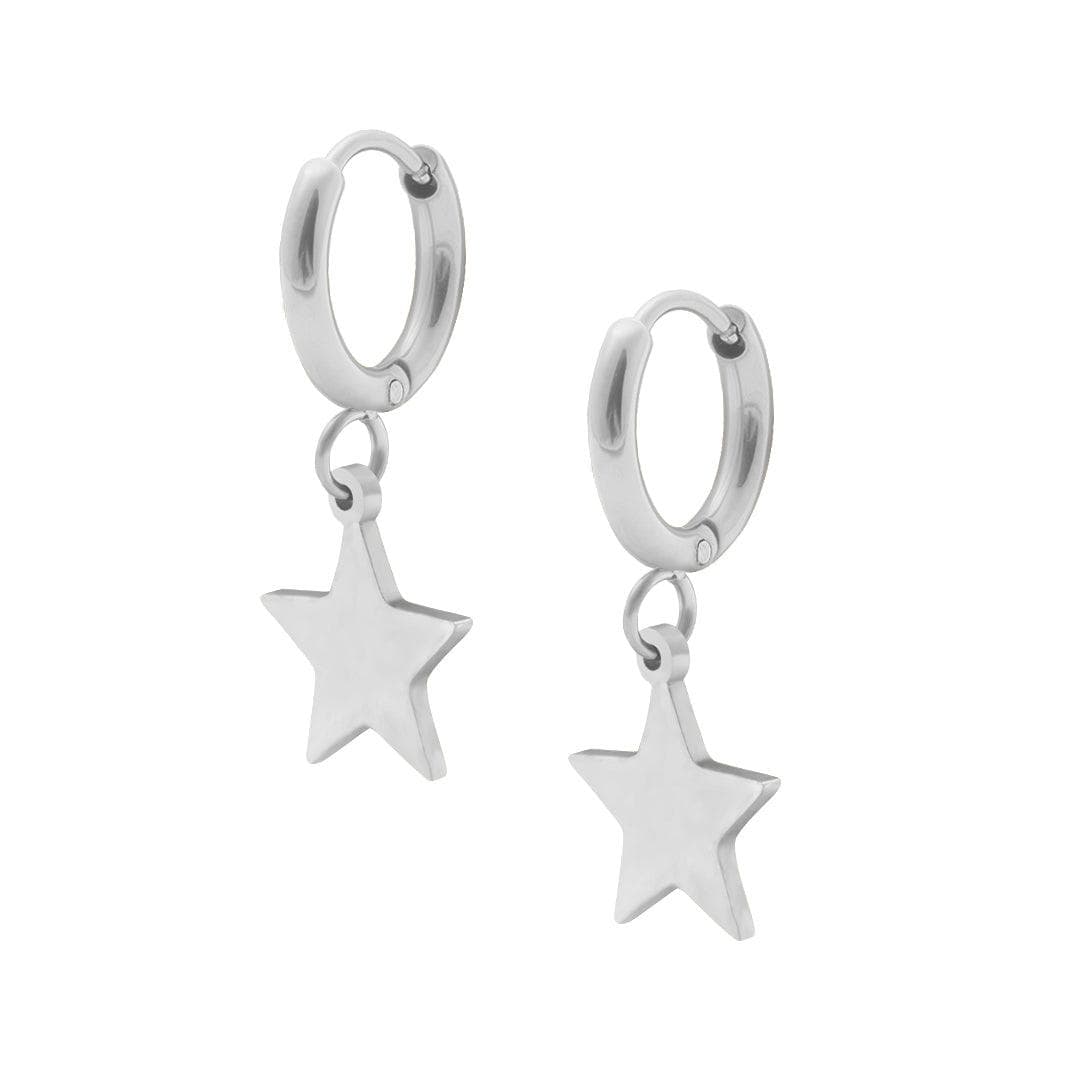 BohoMoon Stainless Steel Stargirl Hoop Earrings Silver