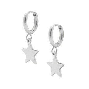 BohoMoon Stainless Steel Stargirl Hoop Earrings Silver