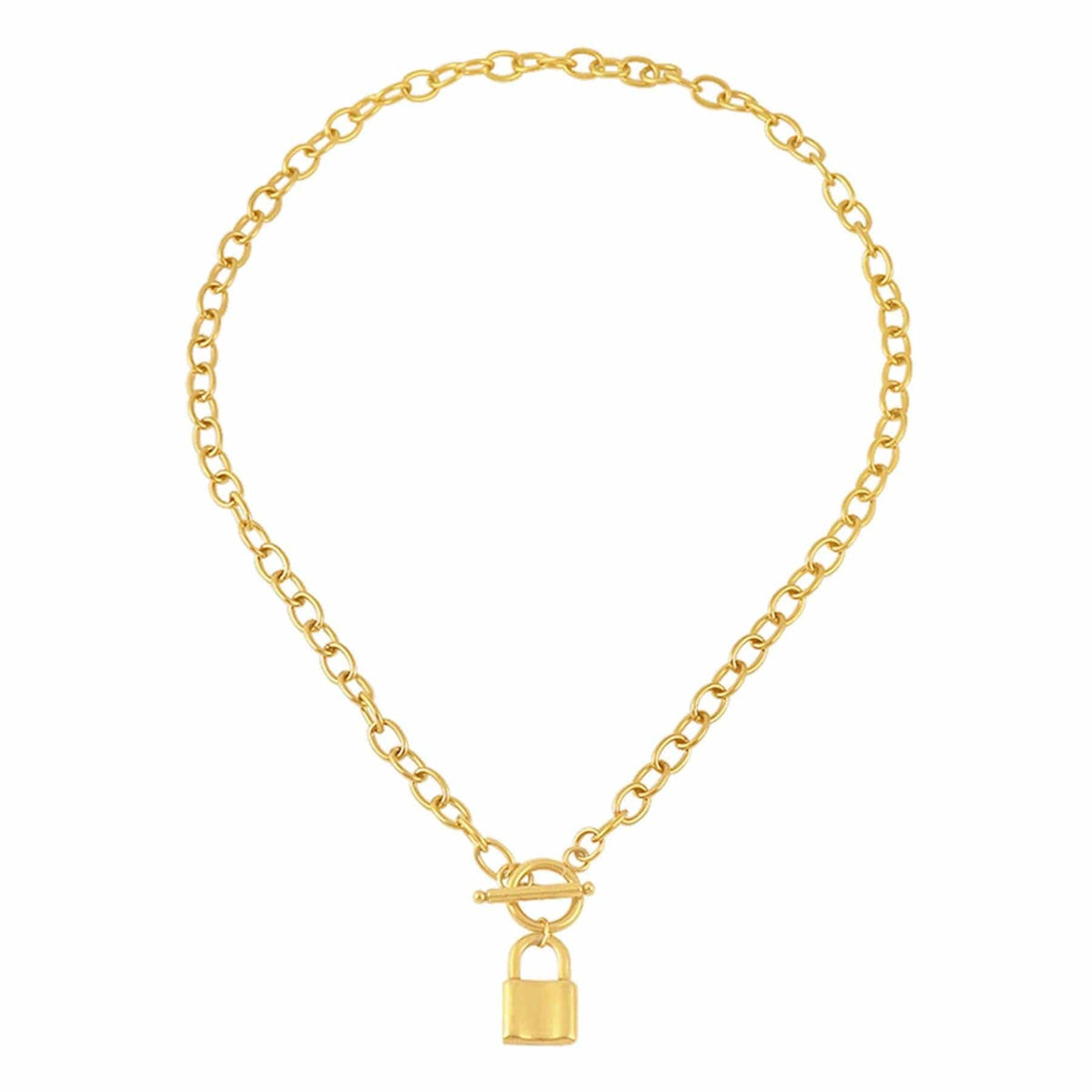 BohoMoon Stainless Steel Suki Lock Tbar Necklace Gold