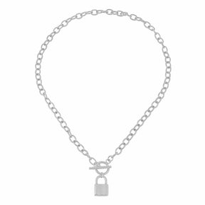 BohoMoon Stainless Steel Suki Lock Tbar Necklace Silver