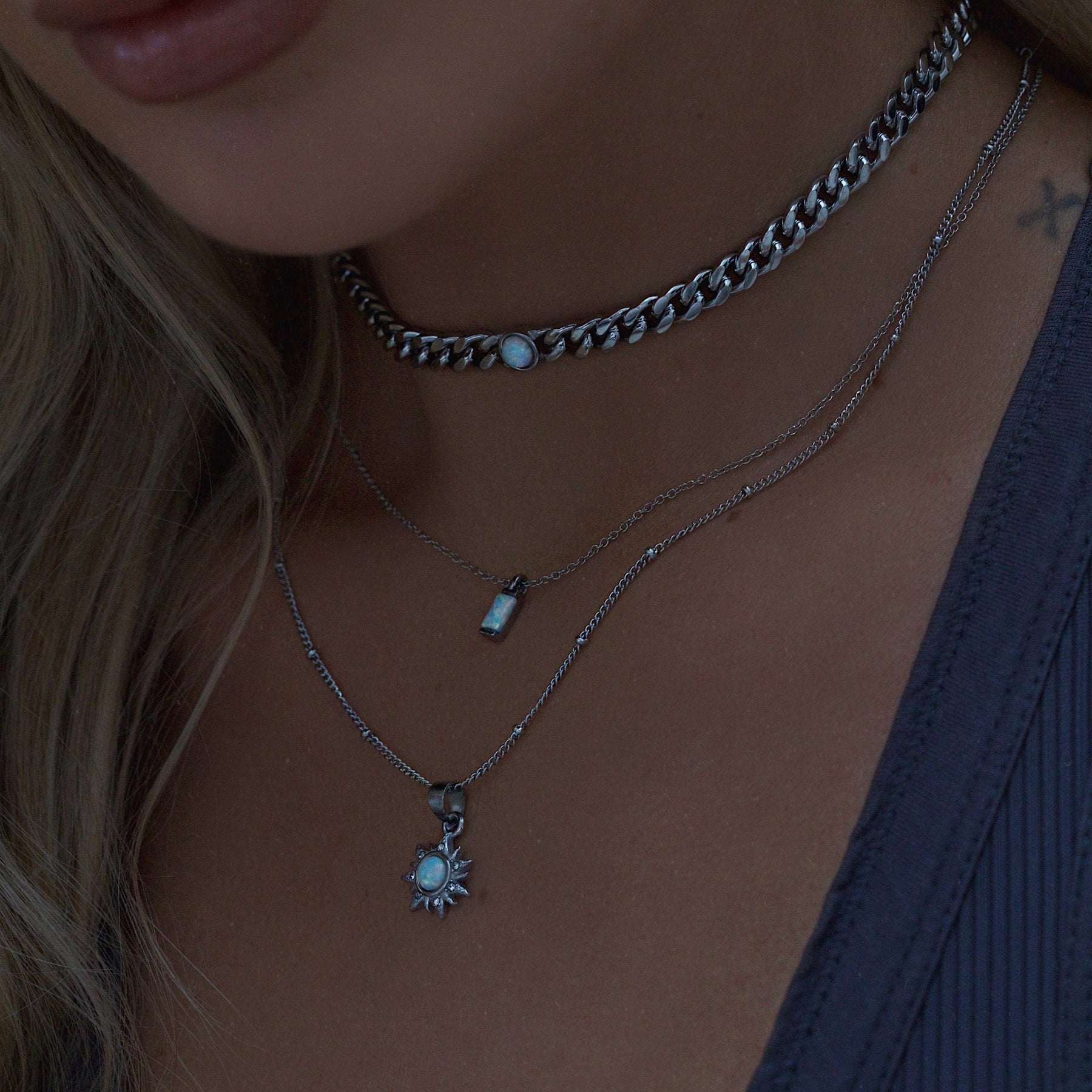 BohoMoon Stainless Steel Sunbeam Opal Necklace