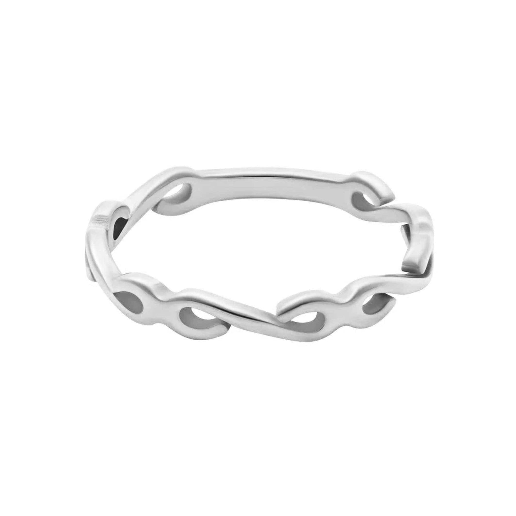BohoMoon Stainless Steel Swirl Ring Silver / US 3 / UK F / EUR 44 / (midi)