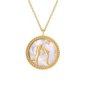BohoMoon Stainless Steel Symbolic Zodiac Necklace Gold / Pisces