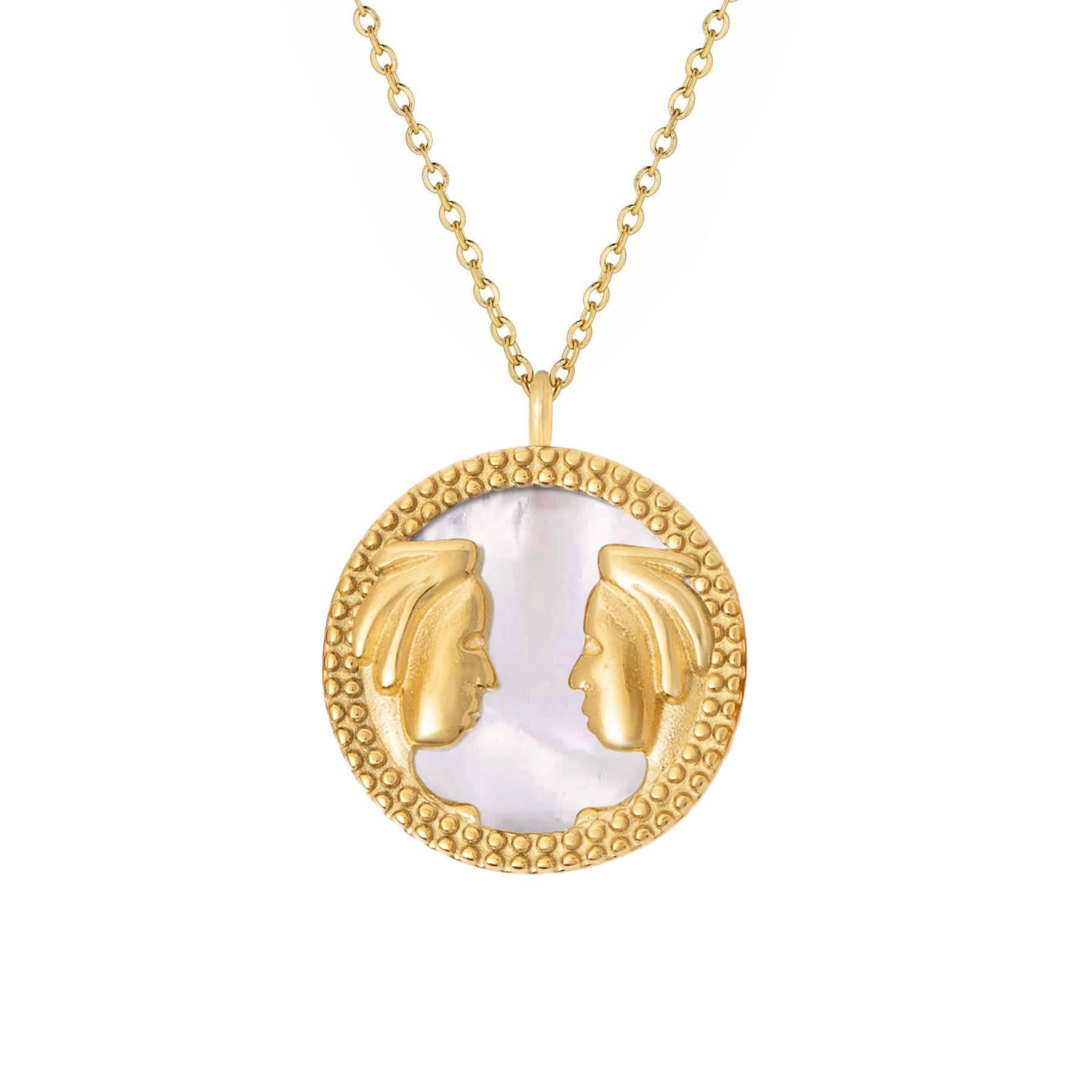 BohoMoon Stainless Steel Symbolic Zodiac Necklace Gold / Gemini