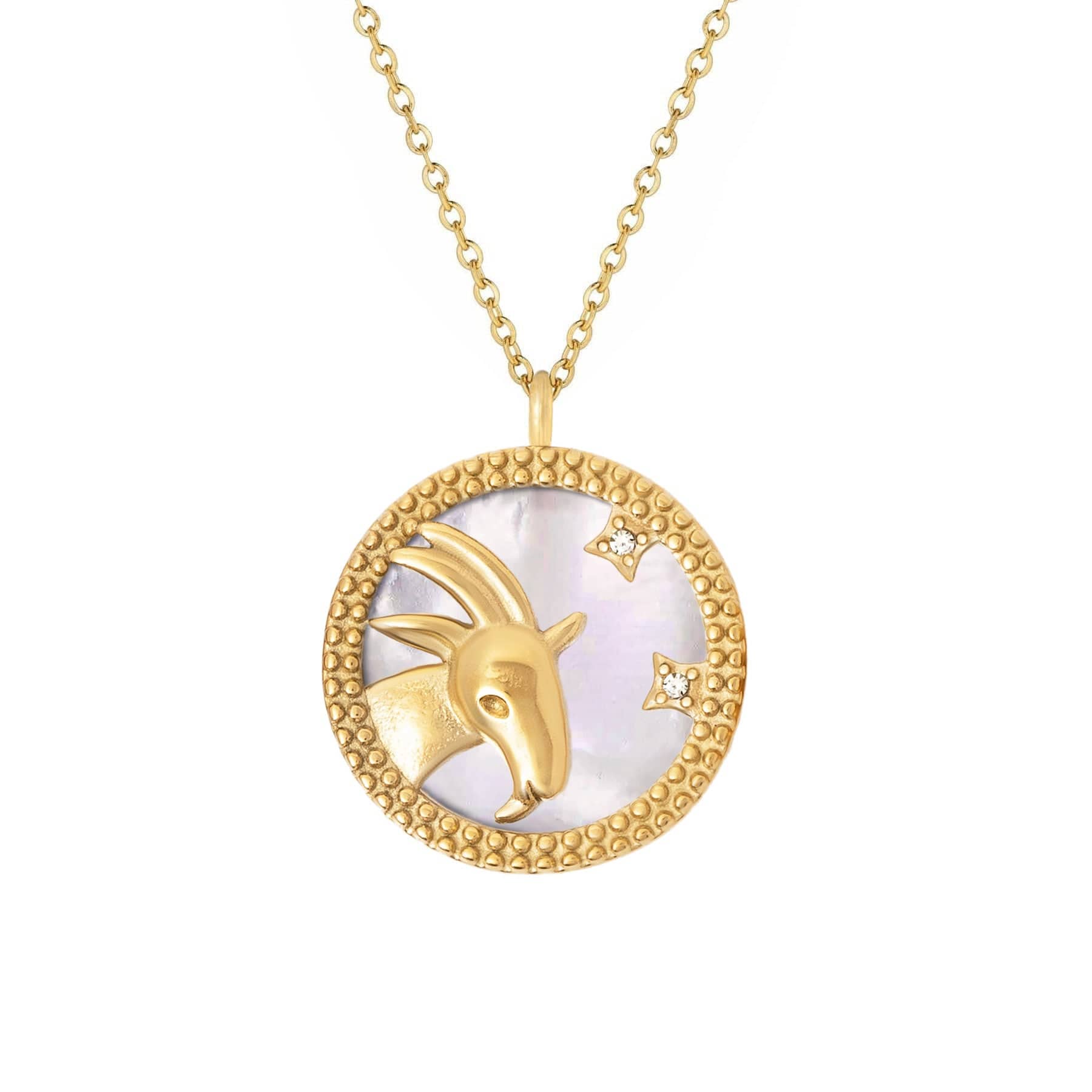 BohoMoon Stainless Steel Symbolic Zodiac Necklace Gold / Capricorn