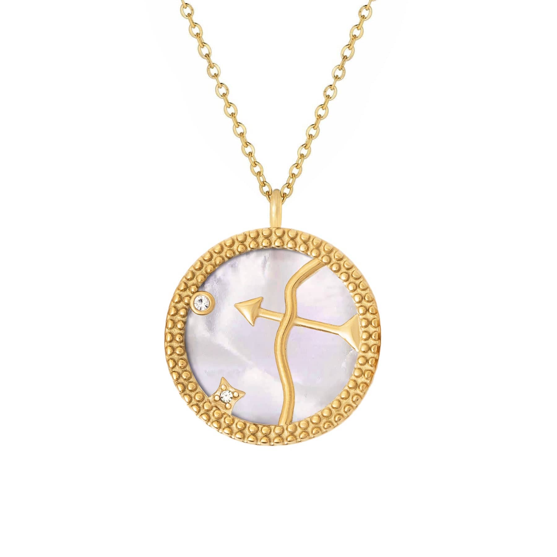 BohoMoon Stainless Steel Symbolic Zodiac Necklace Gold / Sagittarius