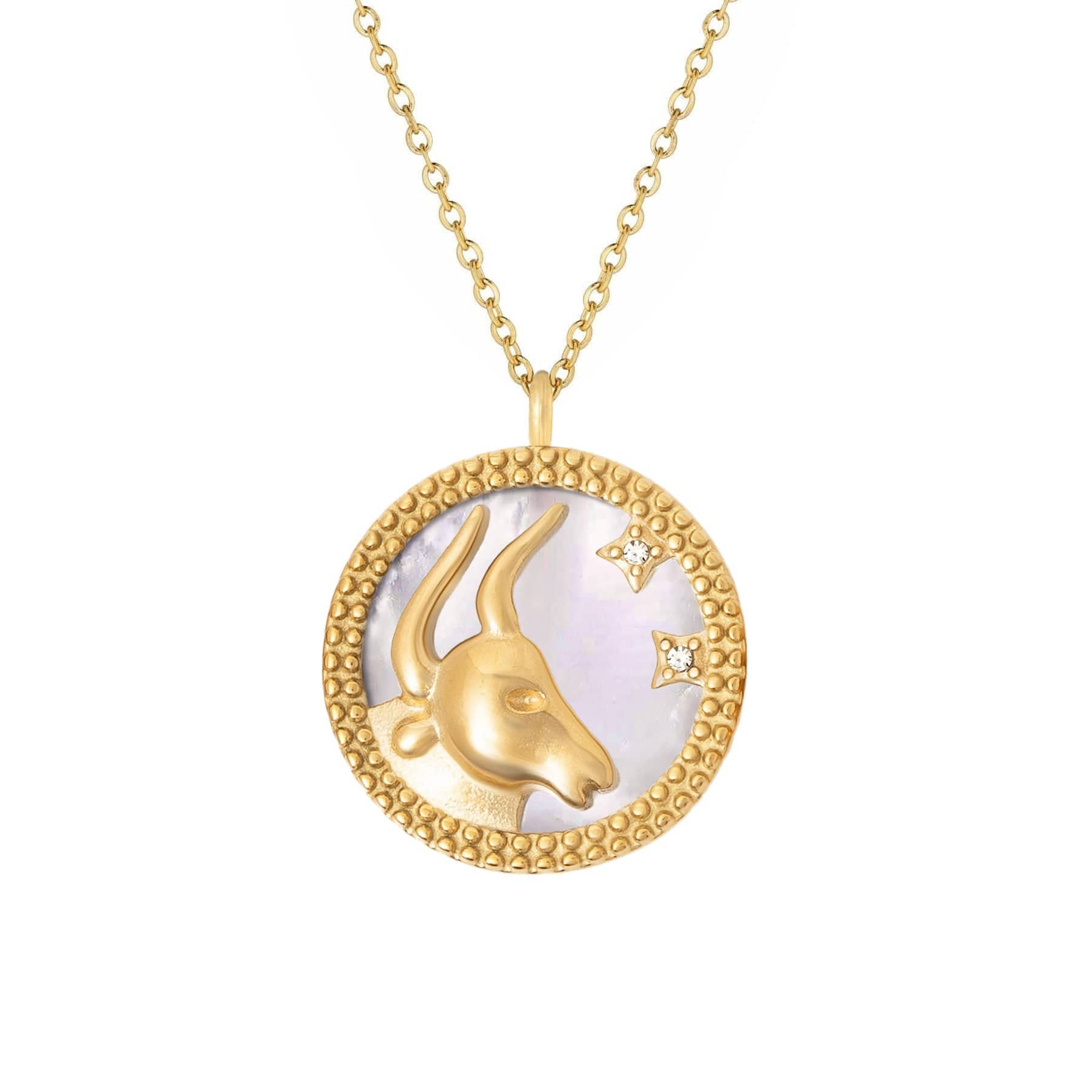 BohoMoon Stainless Steel Symbolic Zodiac Necklace Gold / Taurus