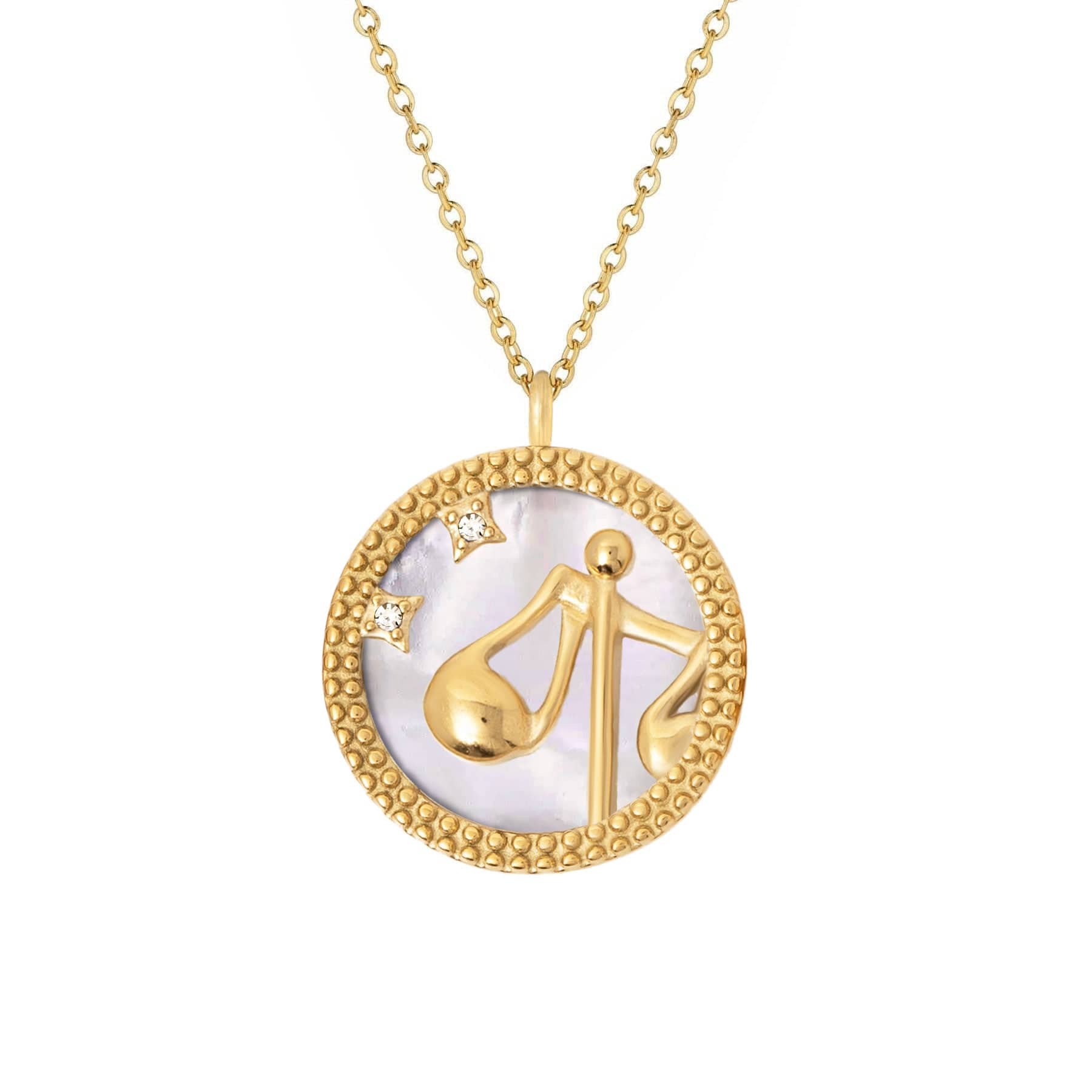 BohoMoon Stainless Steel Symbolic Zodiac Necklace Gold / Libra