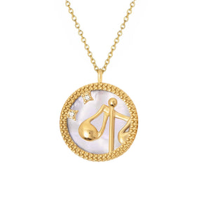 BohoMoon Stainless Steel Symbolic Zodiac Necklace Gold / Libra