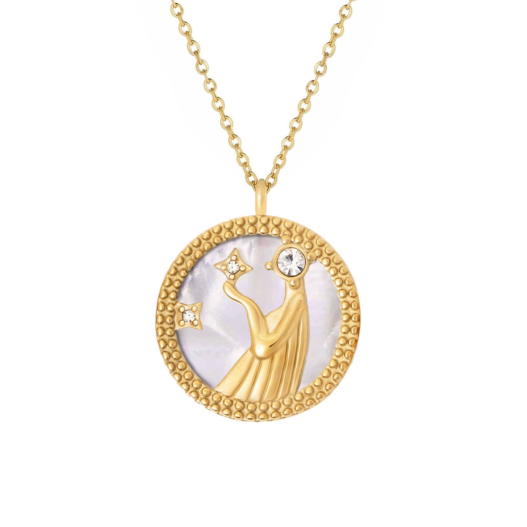 BohoMoon Stainless Steel Symbolic Zodiac Necklace Gold / Virgo