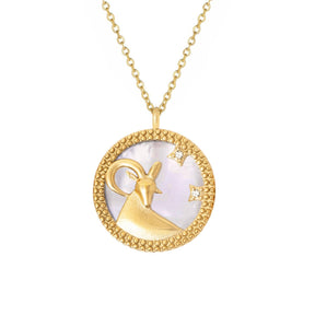BohoMoon Stainless Steel Symbolic Zodiac Necklace Gold / Aries