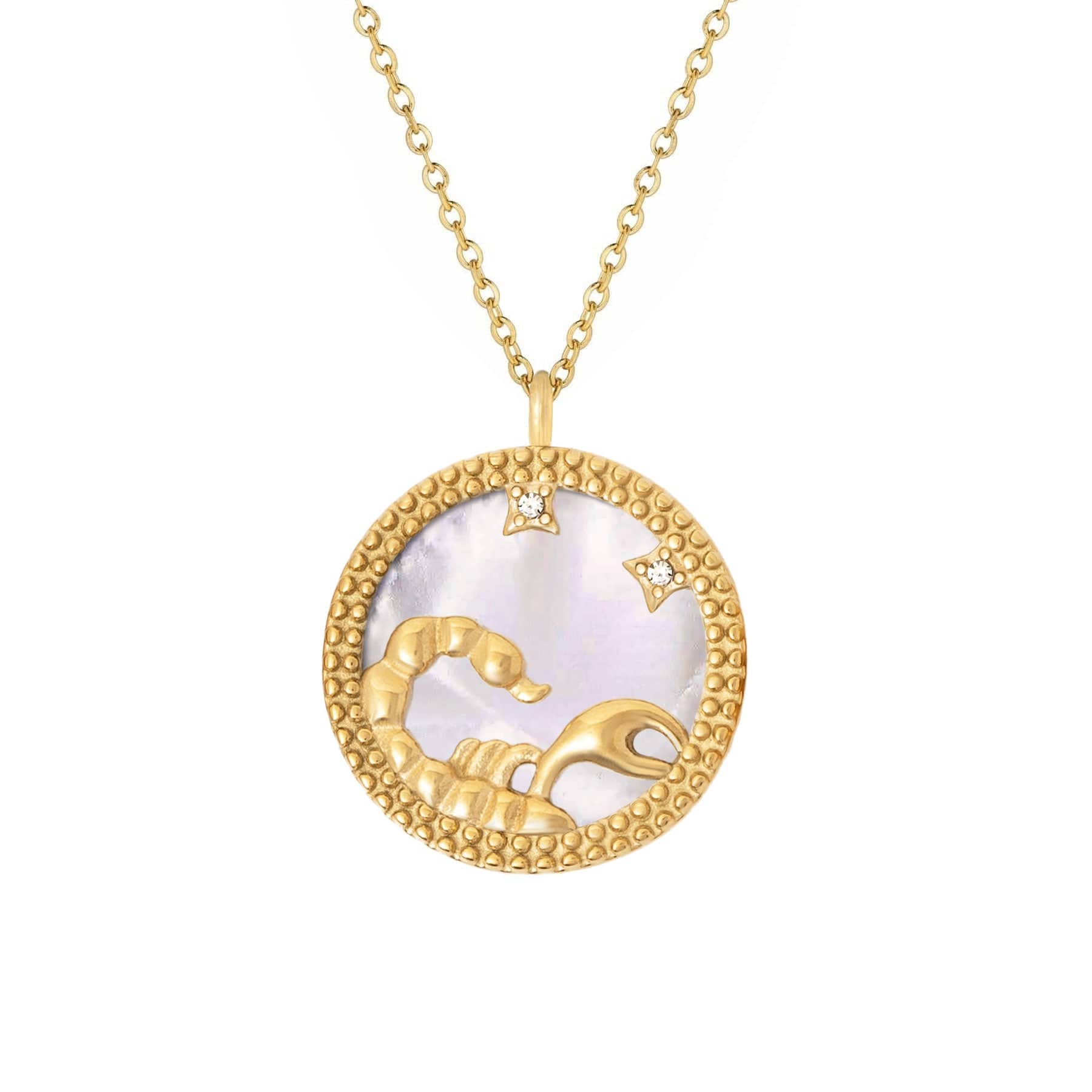 BohoMoon Stainless Steel Symbolic Zodiac Necklace Gold / Scorpio