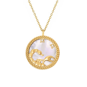 BohoMoon Stainless Steel Symbolic Zodiac Necklace Gold / Scorpio