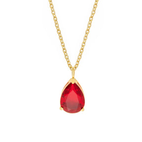 BohoMoon Stainless Steel Teardrop Necklace Gold / Red