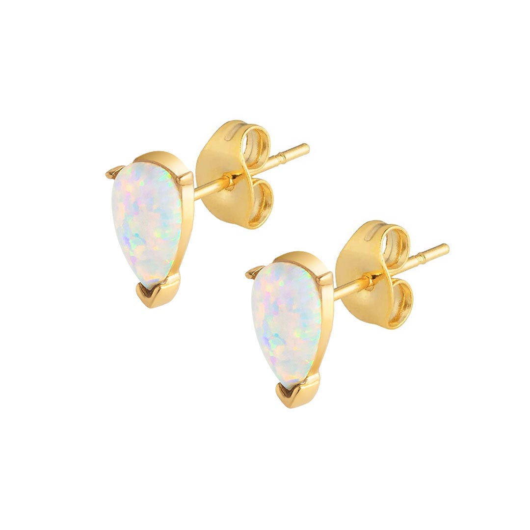 BohoMoon Stainless Steel Teardrop Opal Stud Earrings Gold