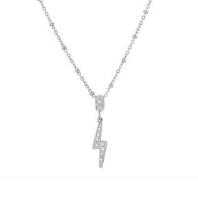 BohoMoon Stainless Steel Thunderbolt Necklace Silver