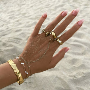 Bohomoon Stainless Steel Tiki Pearl Ring