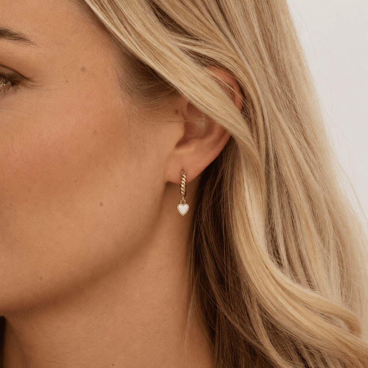 Bohomoon Stainless Steel Tilly Heart Opal Hoop Earrings