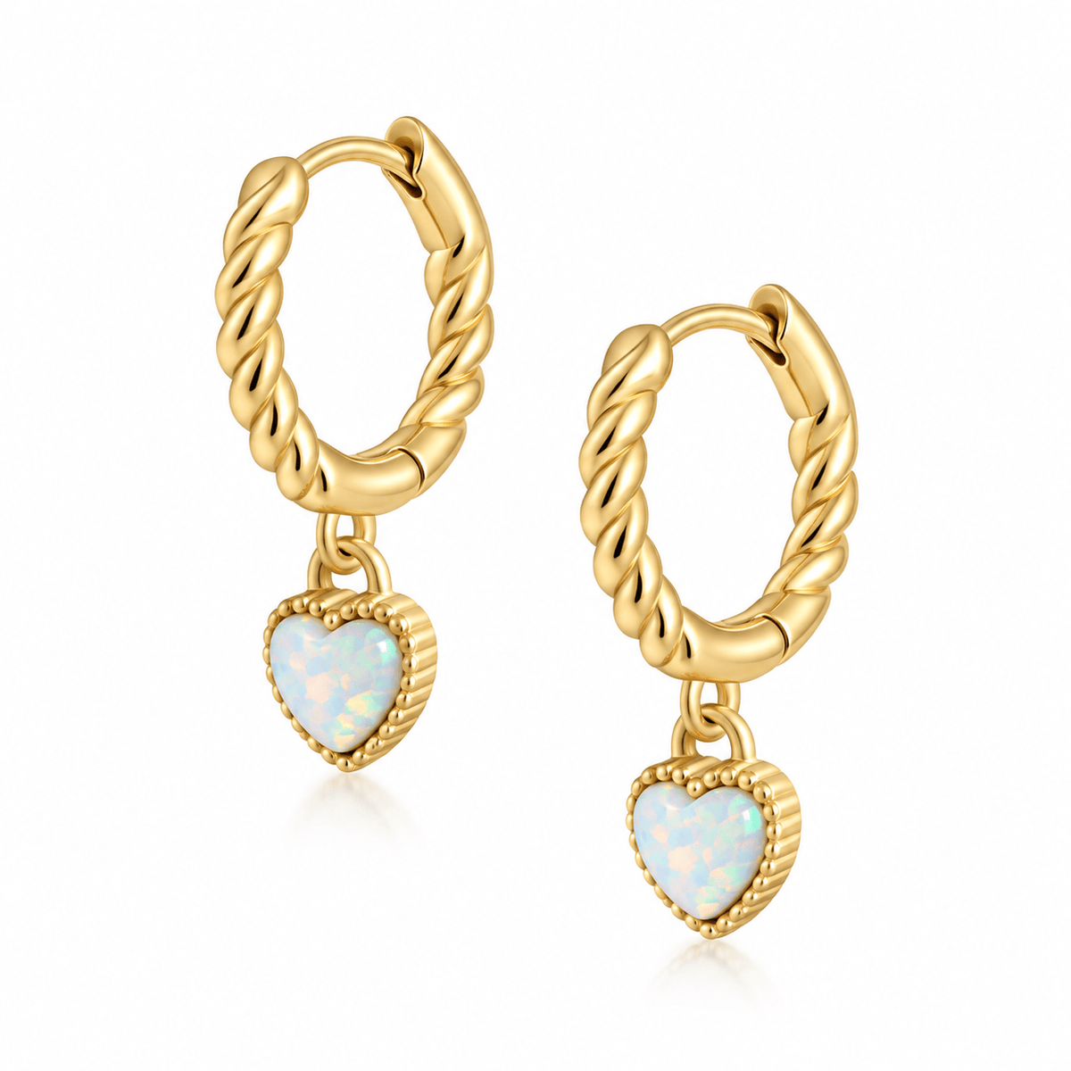 Tilly Heart Opal Hoop Earrings