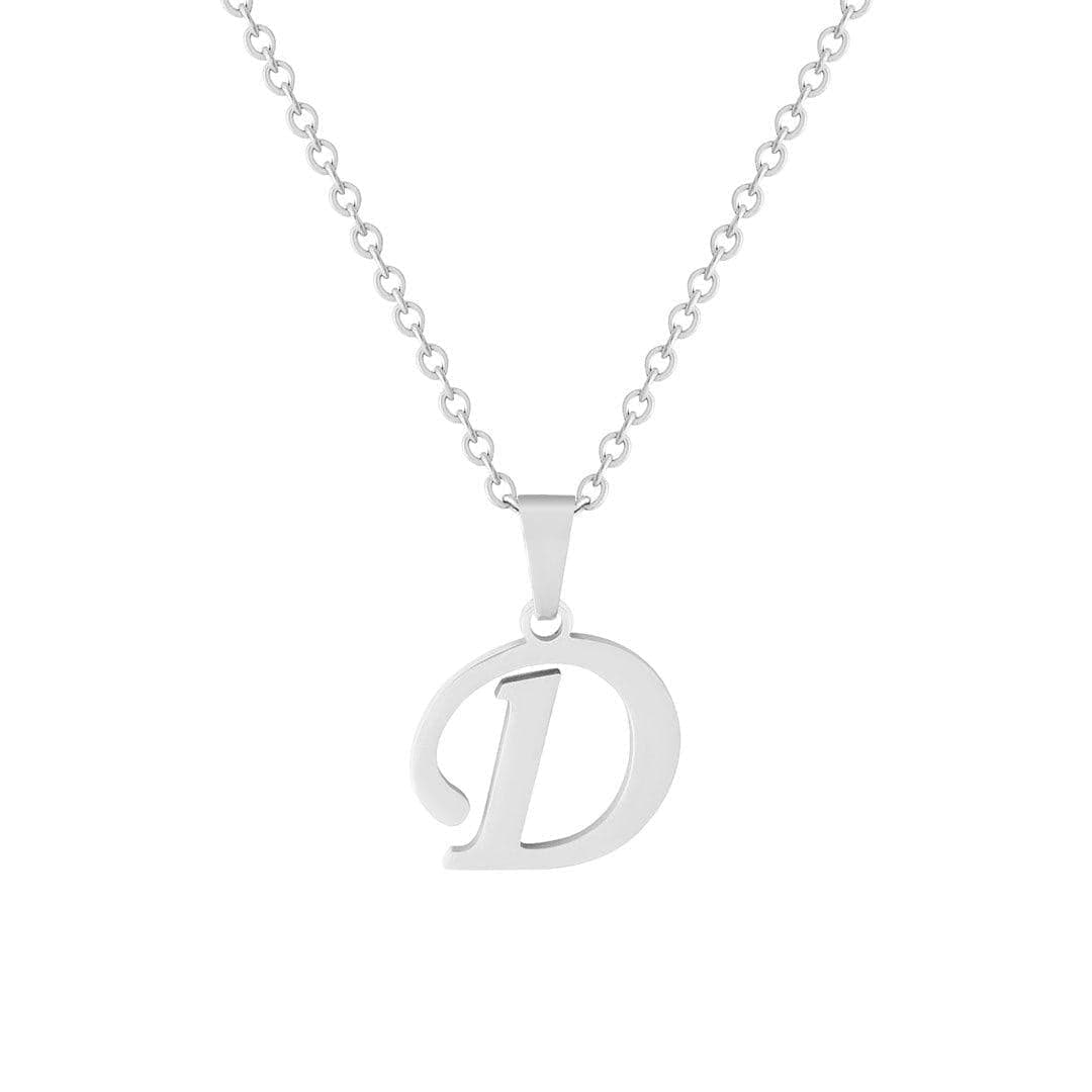 BohoMoon Stainless Steel Timeless Initial Necklace Silver / A