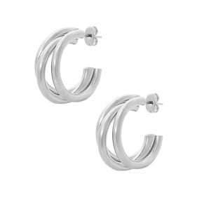 BohoMoon Stainless Steel Trilogy Hoop Earrings Silver