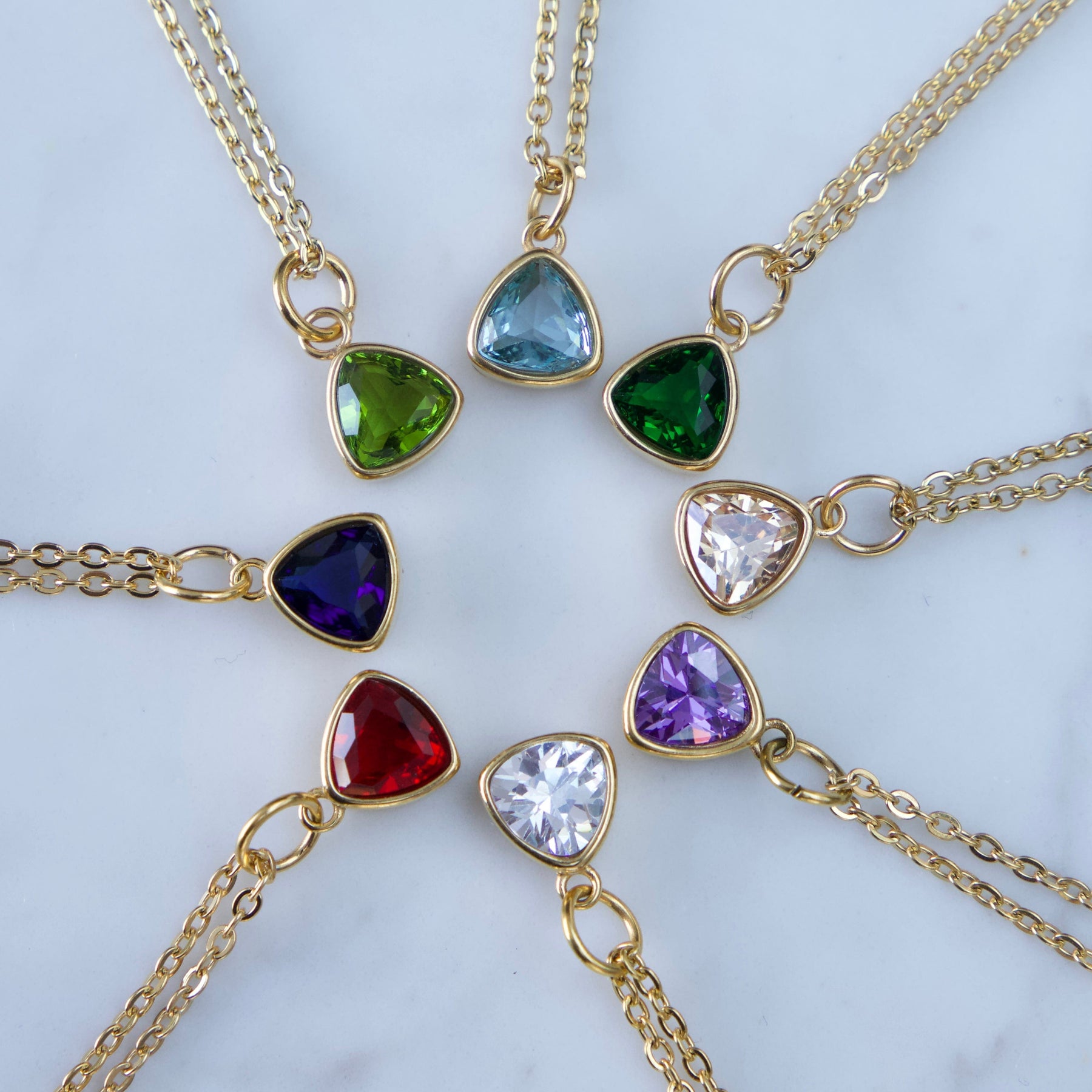 BohoMoon Stainless Steel Trio Birthstone Necklace