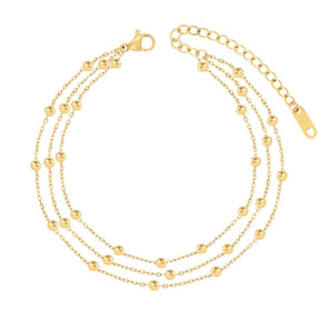 BohoMoon Stainless Steel Triple Ball Anklet Gold