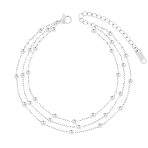 BohoMoon Stainless Steel Triple Ball Anklet Silver