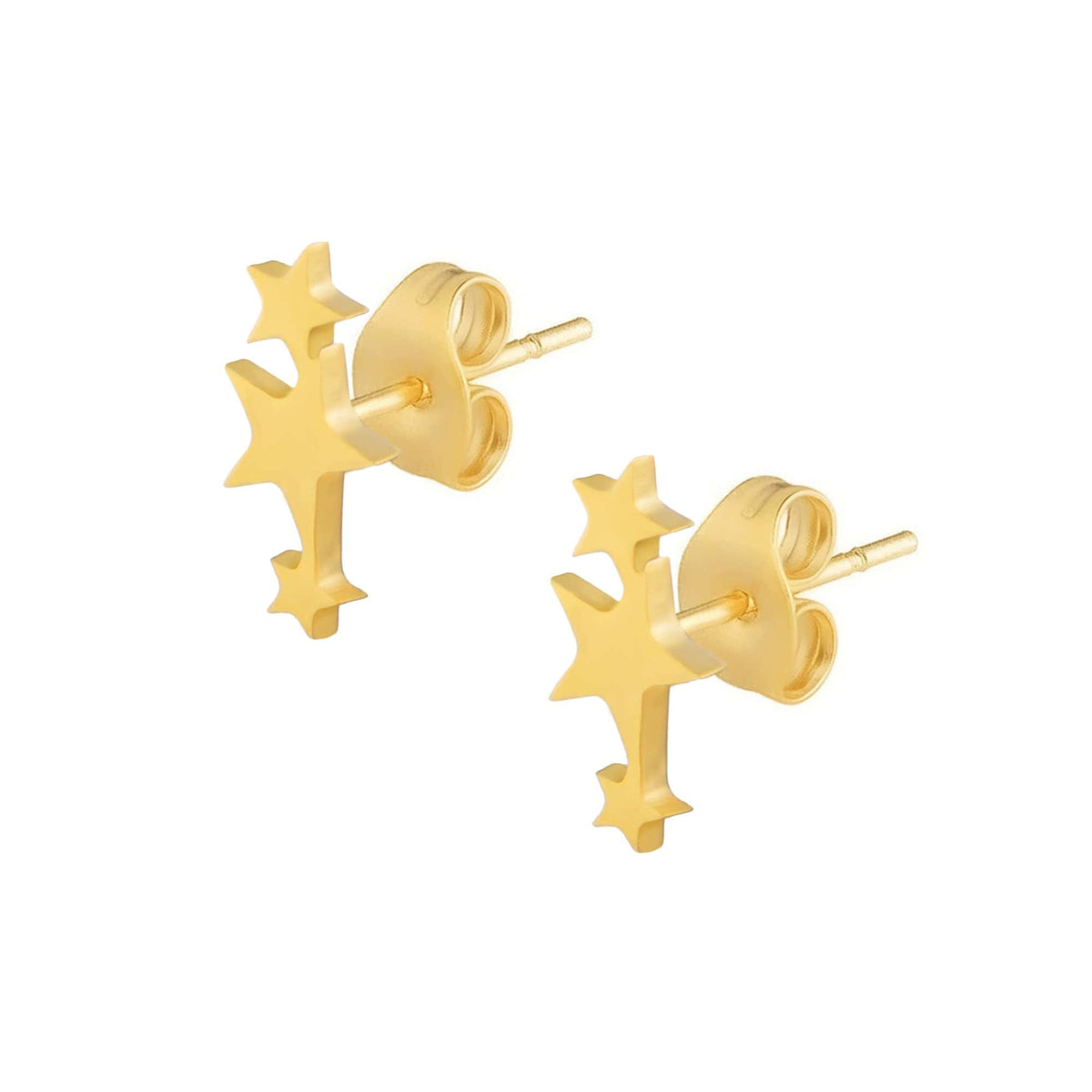 BohoMoon Stainless Steel Triple Star Stud Earrings Gold