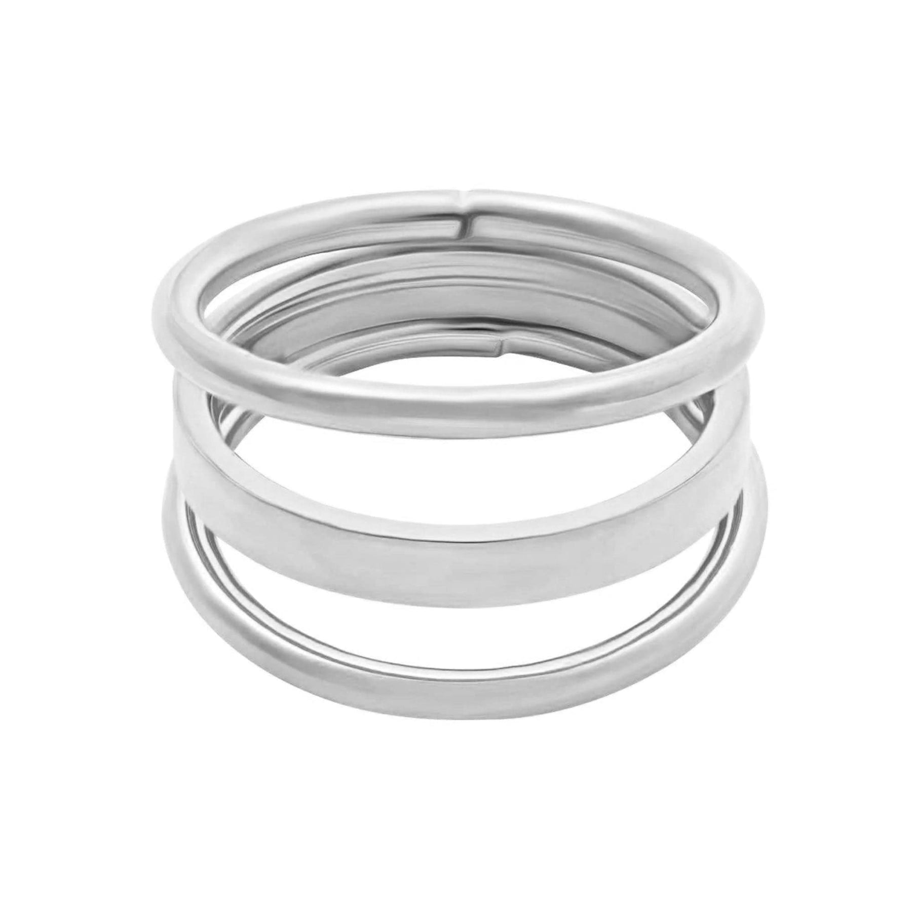 BohoMoon Stainless Steel Triple Threat Ring Silver / US 5 / UK J / EUR 49 (x small)