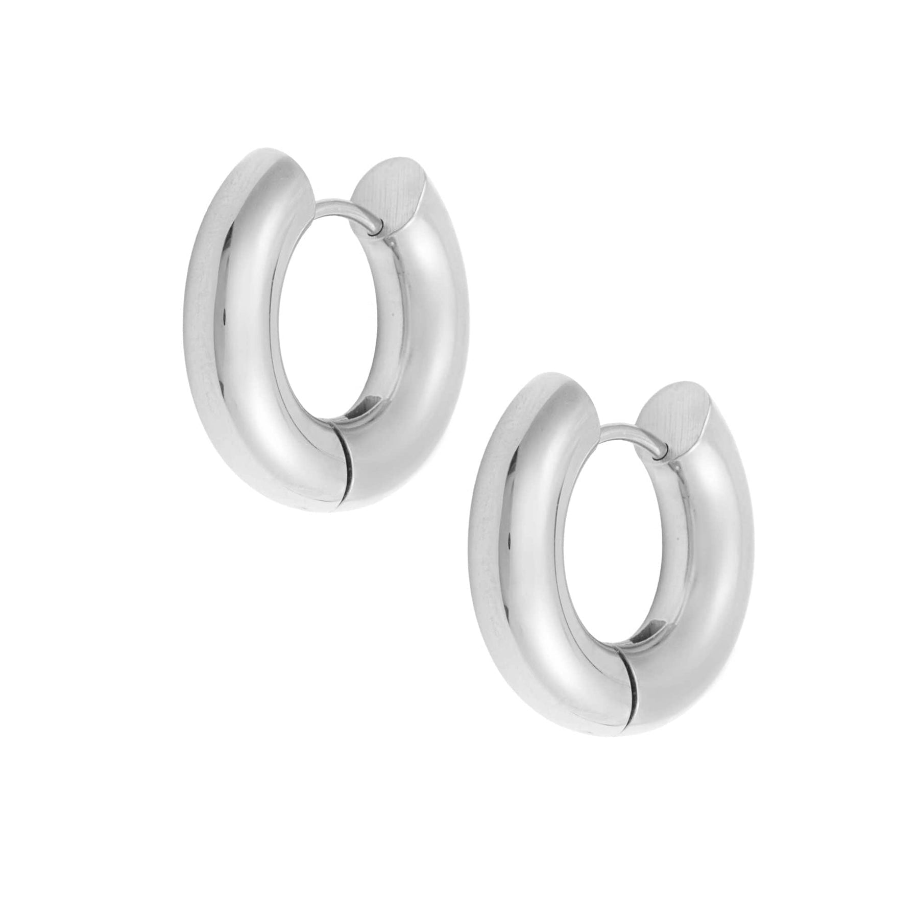BohoMoon Stainless Steel Tube Hoop Earrings Silver