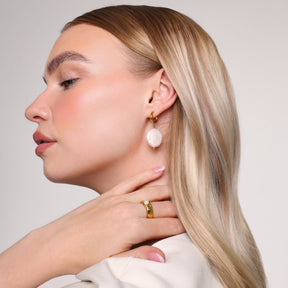 Bohomoon Stainless Steel Tulum Pearl Hoop Earrings