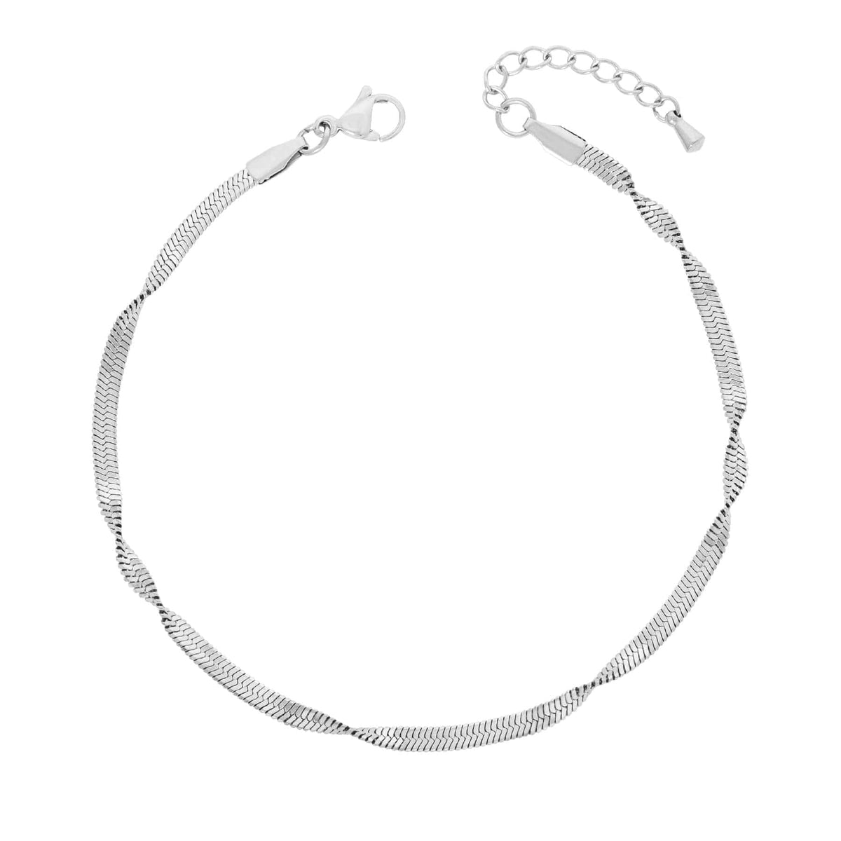 BohoMoon Stainless Steel Twist Anklet Silver