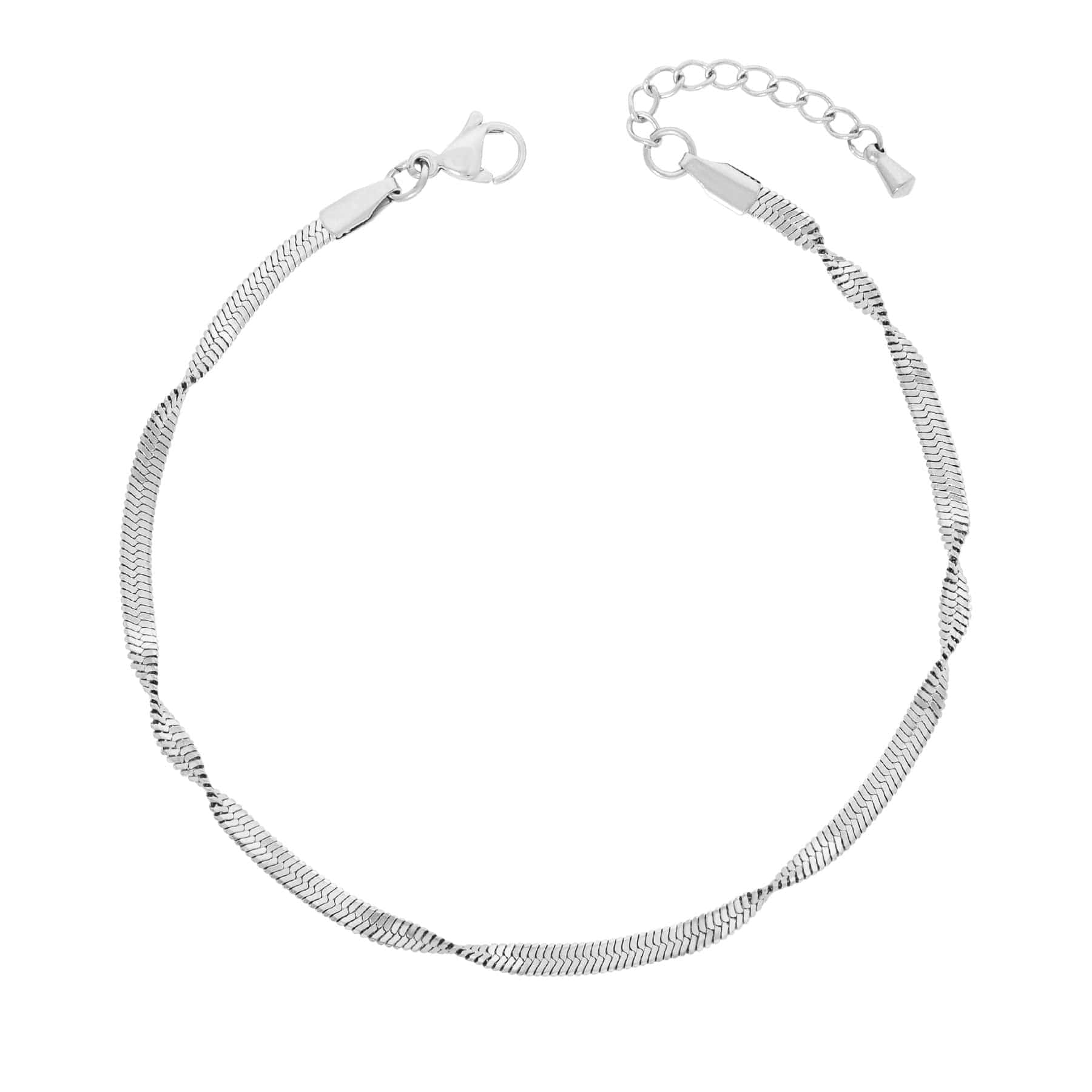 BohoMoon Stainless Steel Twist Anklet Silver