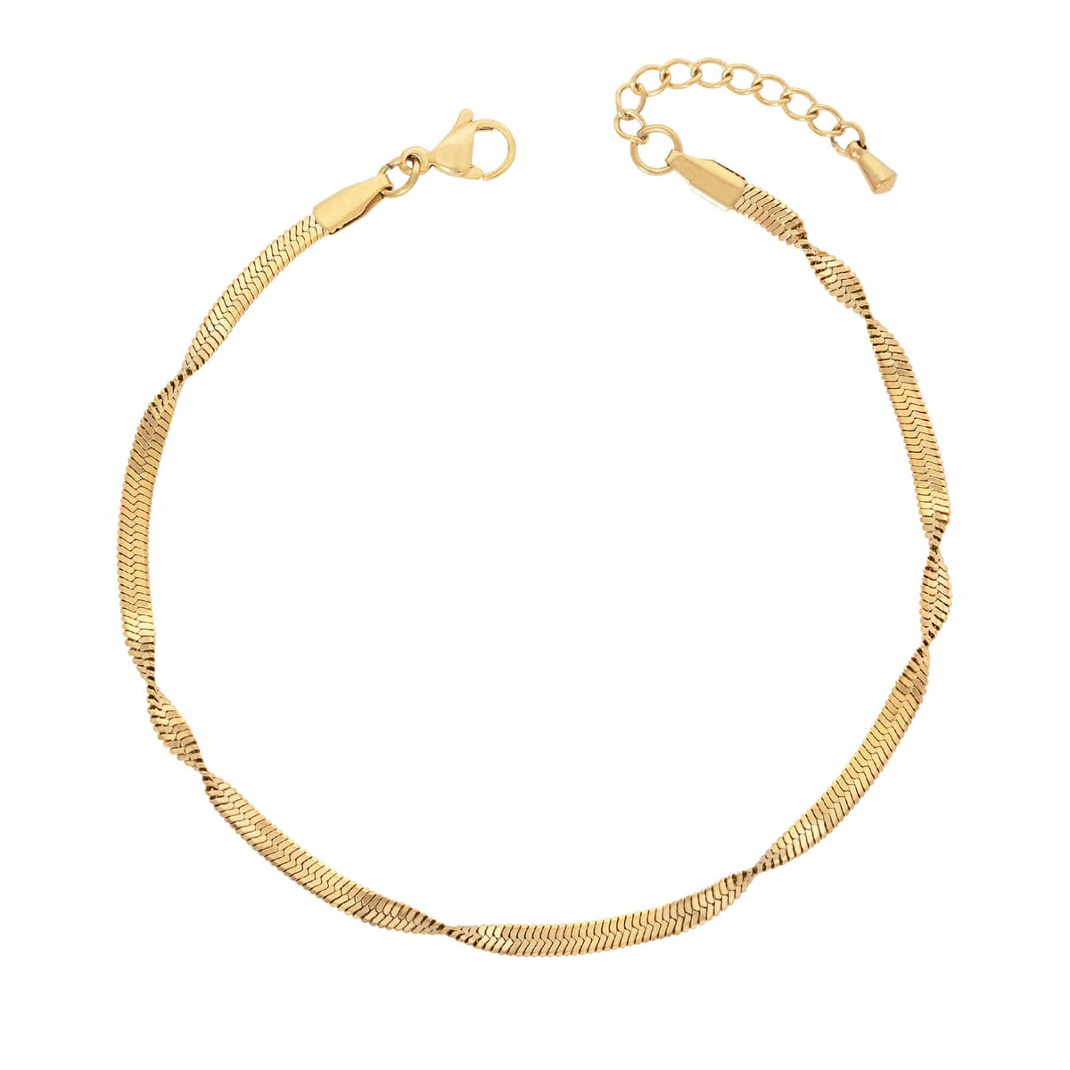 BohoMoon Stainless Steel Twist Anklet Gold