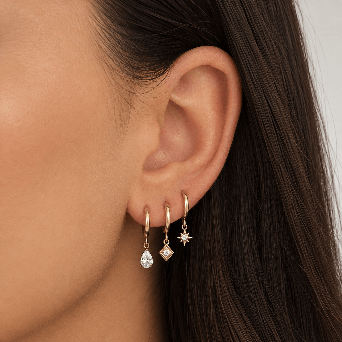 Bohomoon Stainless Steel Una Pear Hoop Earrings