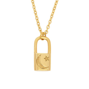 BohoMoon Stainless Steel Utopia Lock Necklace Gold