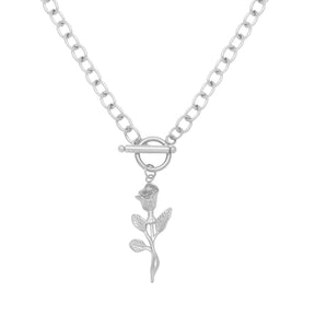 BohoMoon Stainless Steel Valerie Rose Tbar Necklace Silver