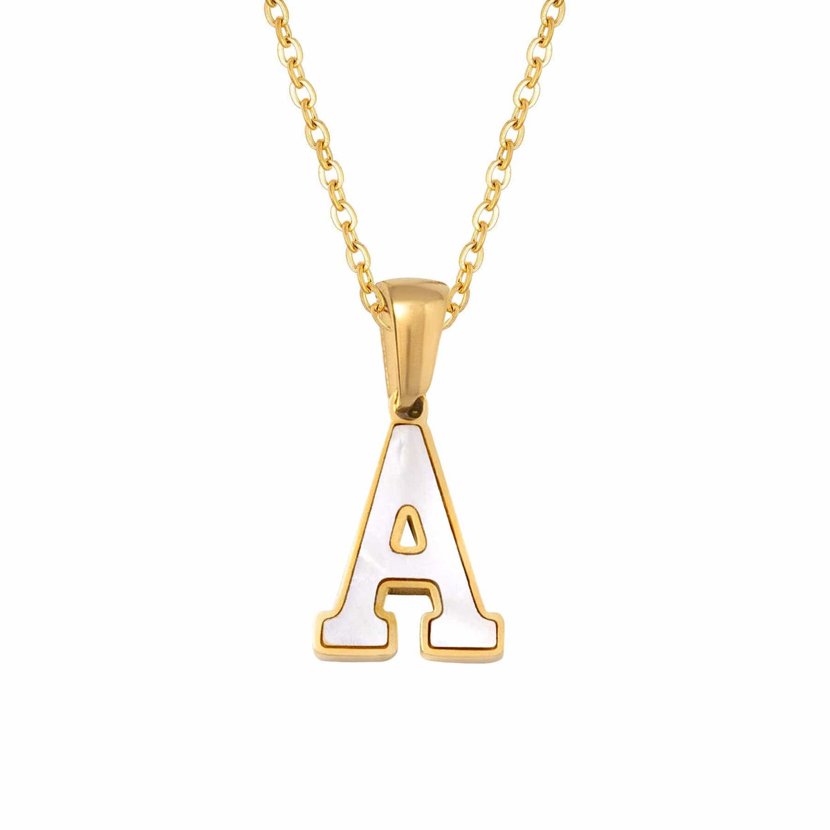 BohoMoon Stainless Steel Varsity Pearl Initial Necklace
