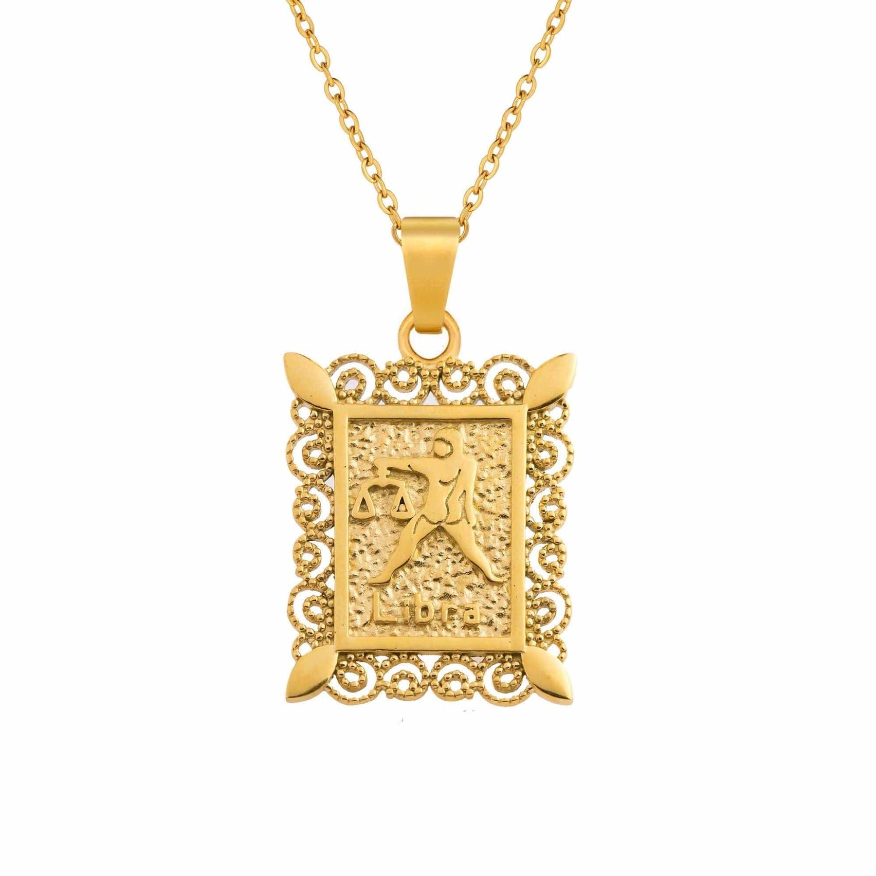 BohoMoon Stainless Steel Vintage Zodiac Necklace Gold / Capricorn