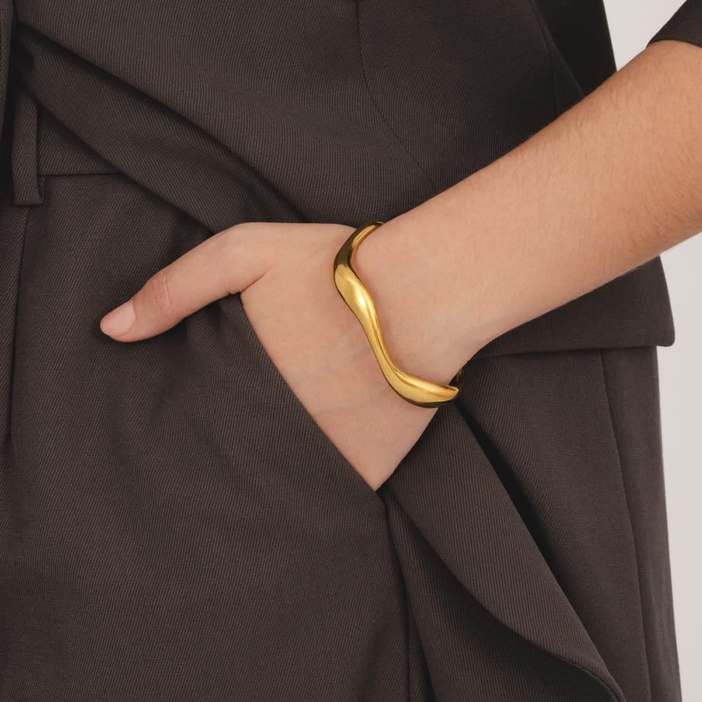 Bohomoon Stainless Steel Wave Cuff Bracelet