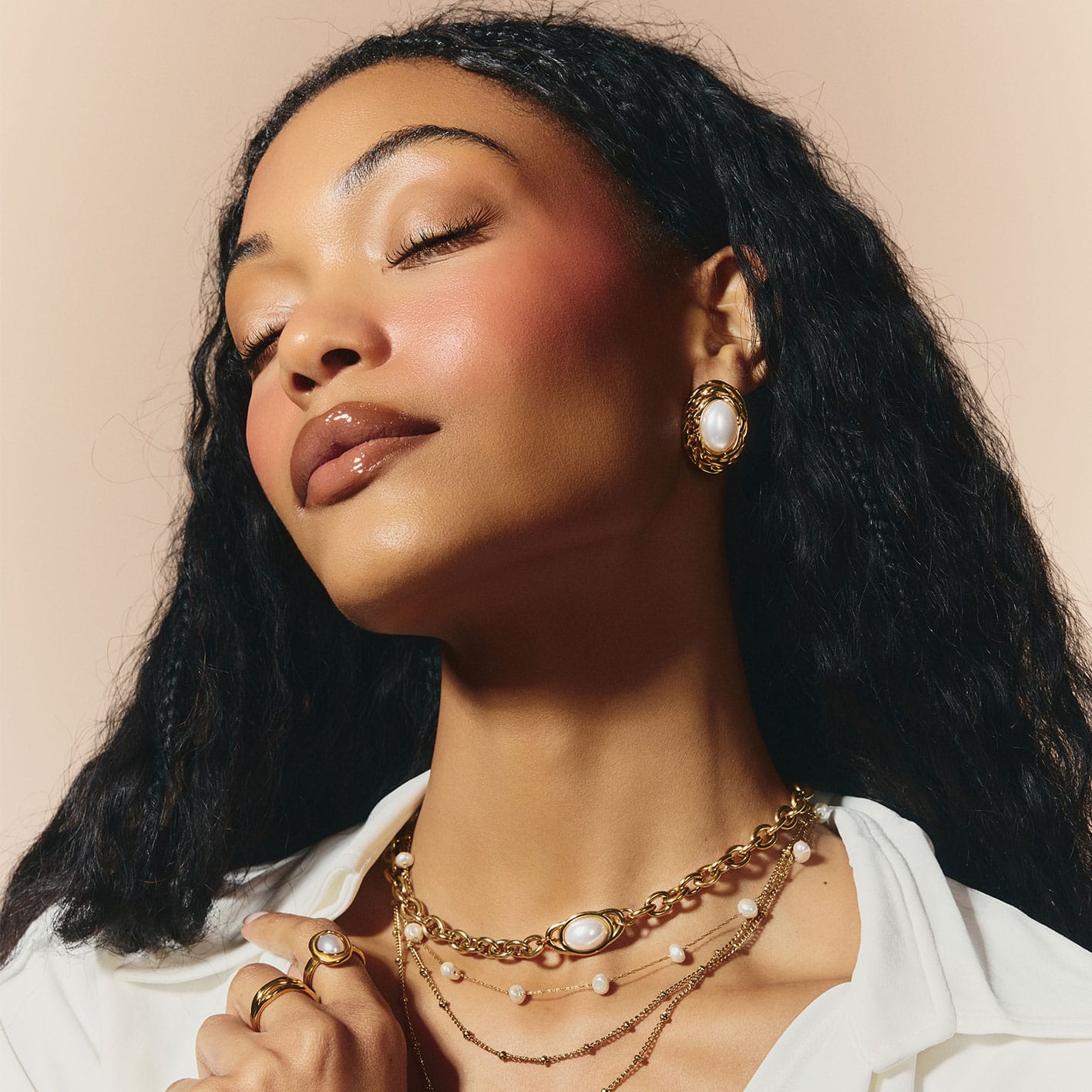 Bohomoon Stainless Steel Woven Pearl Stud Earrings