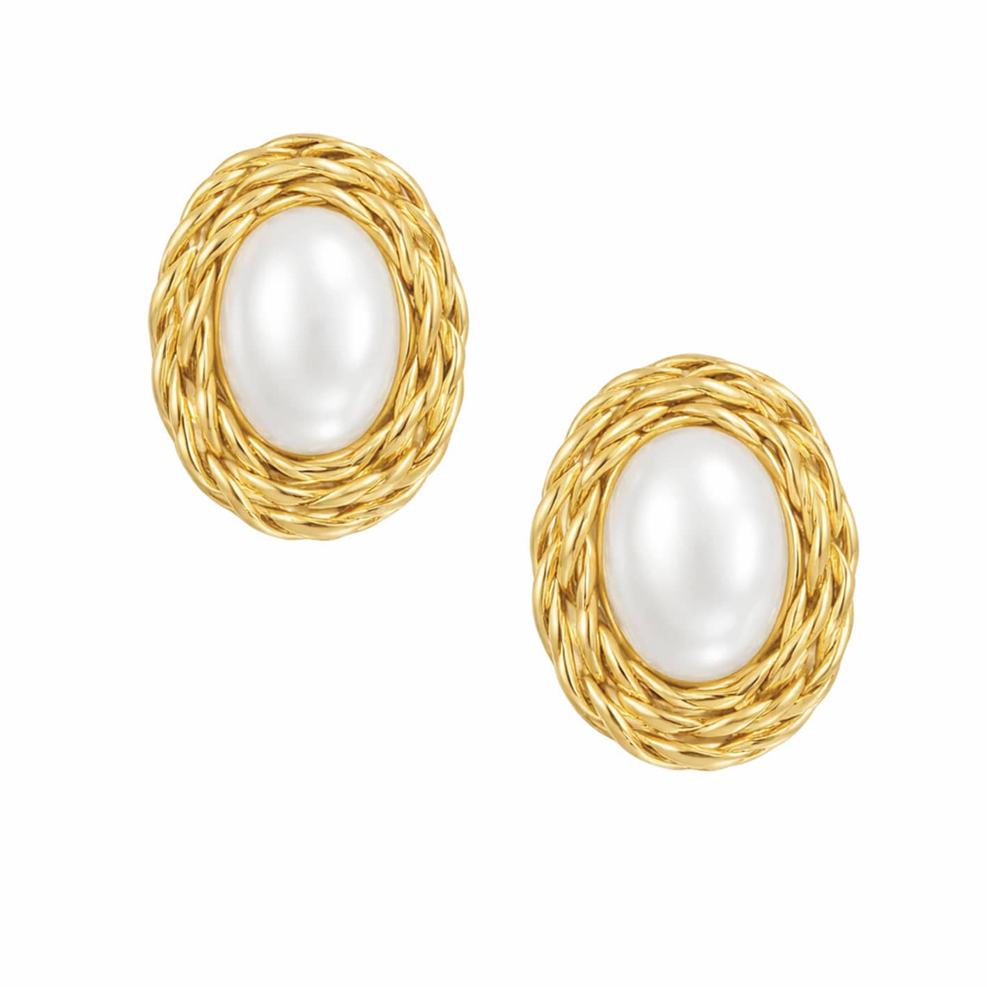 Bohomoon Stainless Steel Woven Pearl Stud Earrings