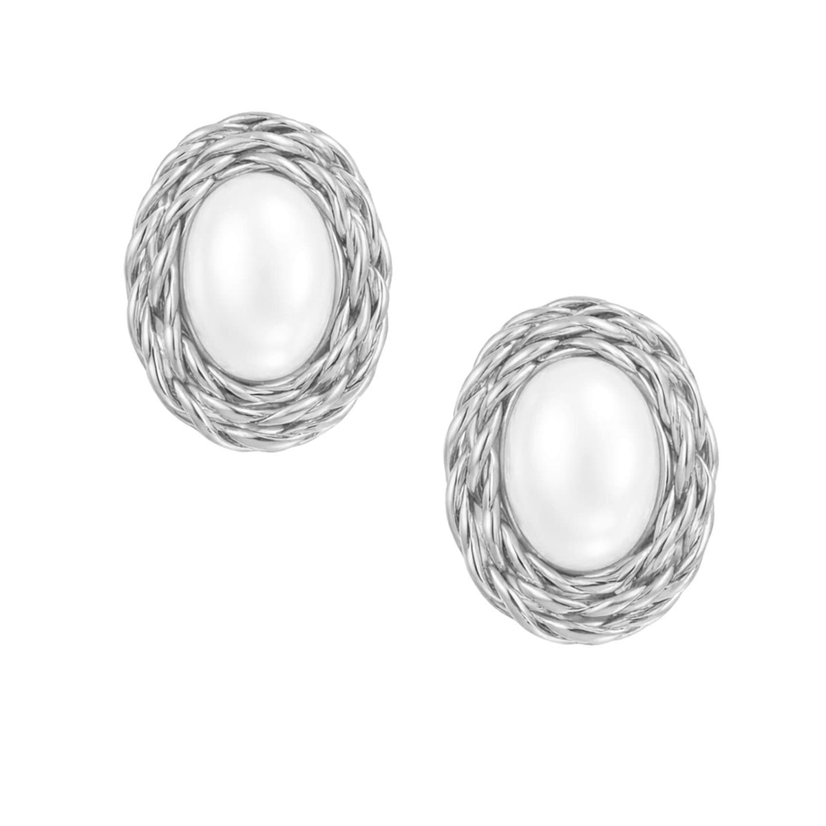 Bohomoon Stainless Steel Woven Pearl Stud Earrings