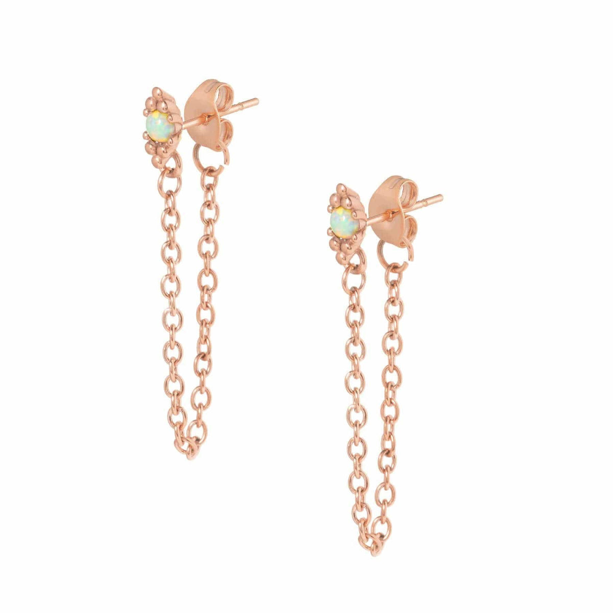 BohoMoon Stainless Steel Zora Opal Stud Drop Earrings Rose Gold