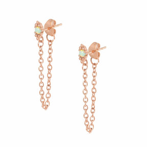 BohoMoon Stainless Steel Zora Opal Stud Drop Earrings Rose Gold