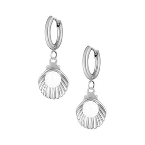 Bohomoon Stainless Steel Coast Pearl Hoop Earrings