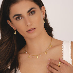 Bohomoon Stainless Steel Coast Pearl Hoop Earrings