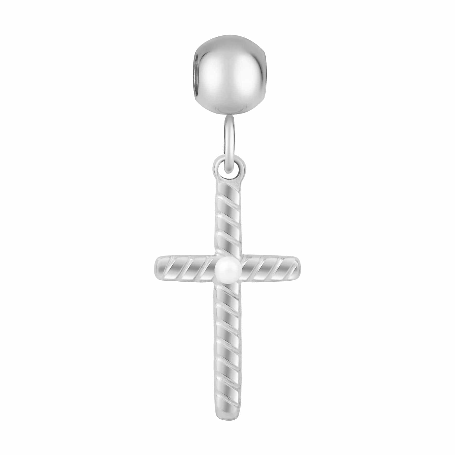 Bohomoon Stainless Steel Cross Pearl Charm